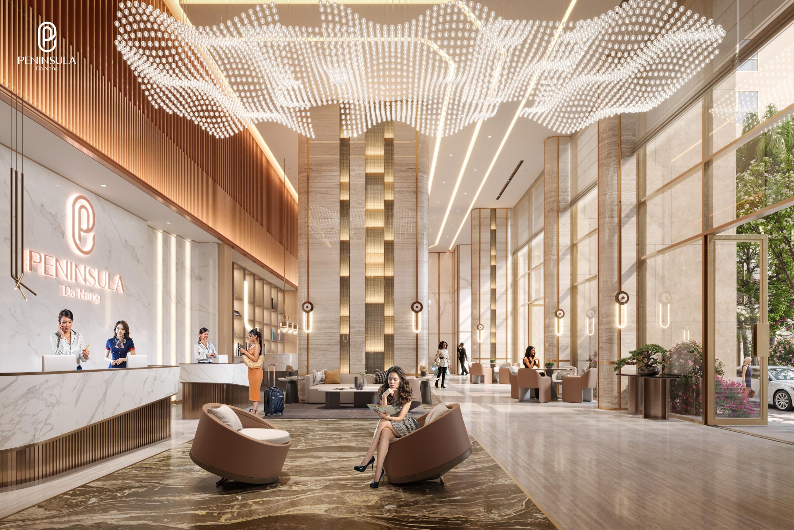 Sảnh đón 5 sao & sảnh thang máy cao cấp