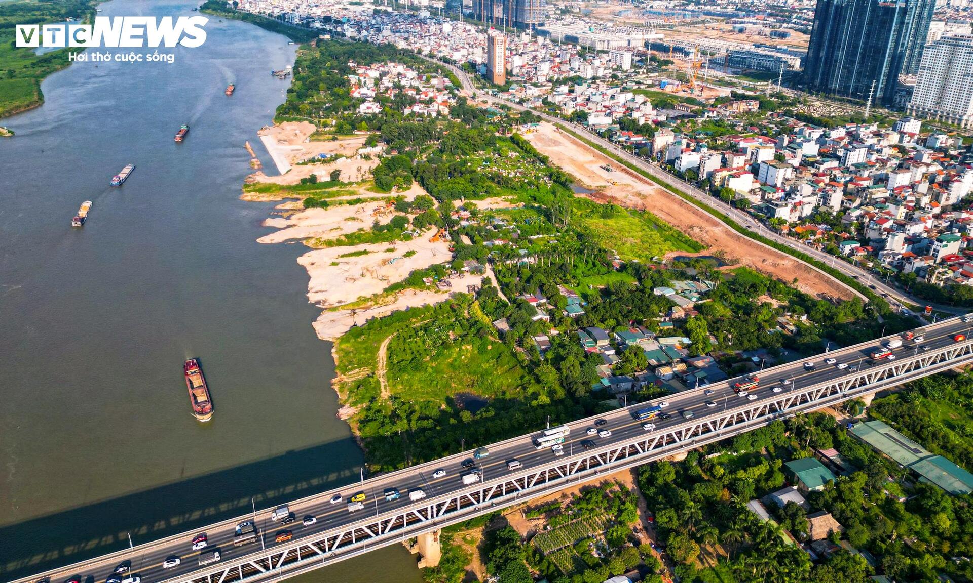 Hiện trạng khu đất xây công viên gần 20ha trên trục đại lộ cảnh quan sông Hồng