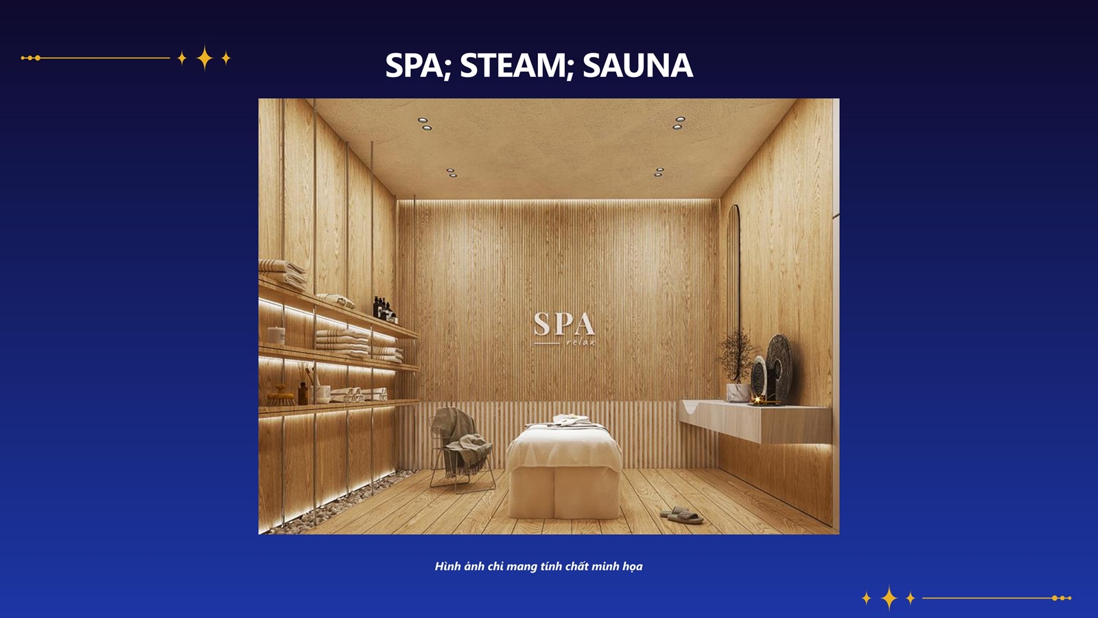 Apa, steam, sauna.